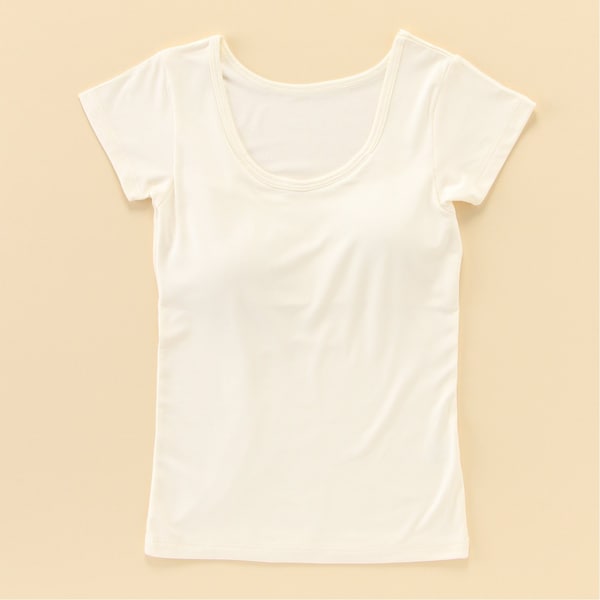 【SOKY】裏起毛カップ付き半袖シャツ(秋冬・通学)【ジュニア カップ取り外しタイプ】