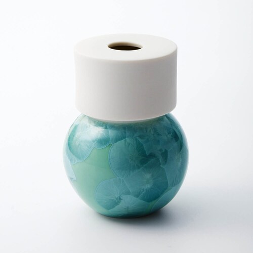 花結晶の模様が美しい花瓶[日本製] ＜径７．６×高さ１０ｃｍ＞