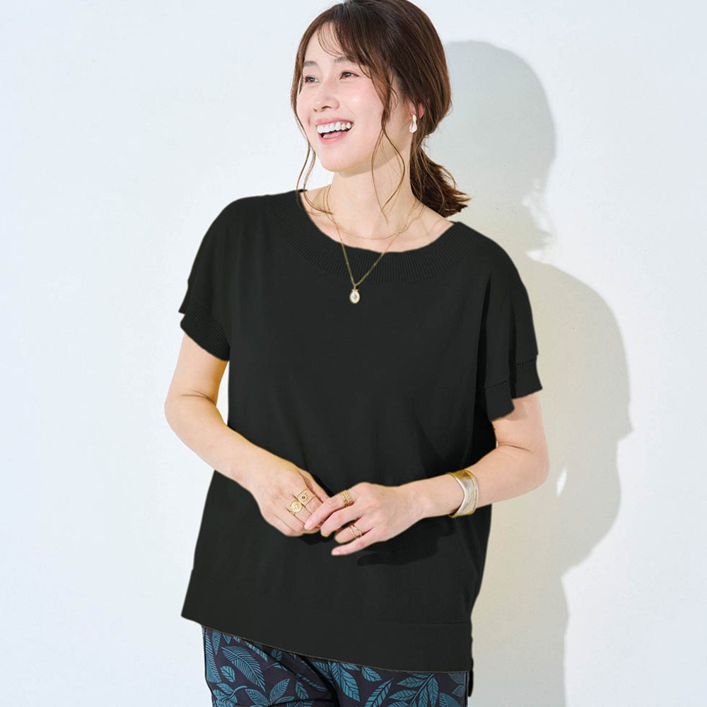 【ナチュラル & スタンダード/natural & standard】綿混ボートネックニット【毛玉になりにくい】 【ナチュラル & スタンダード/natural & standard】綿混ボートネックニット【毛玉になりにくい】