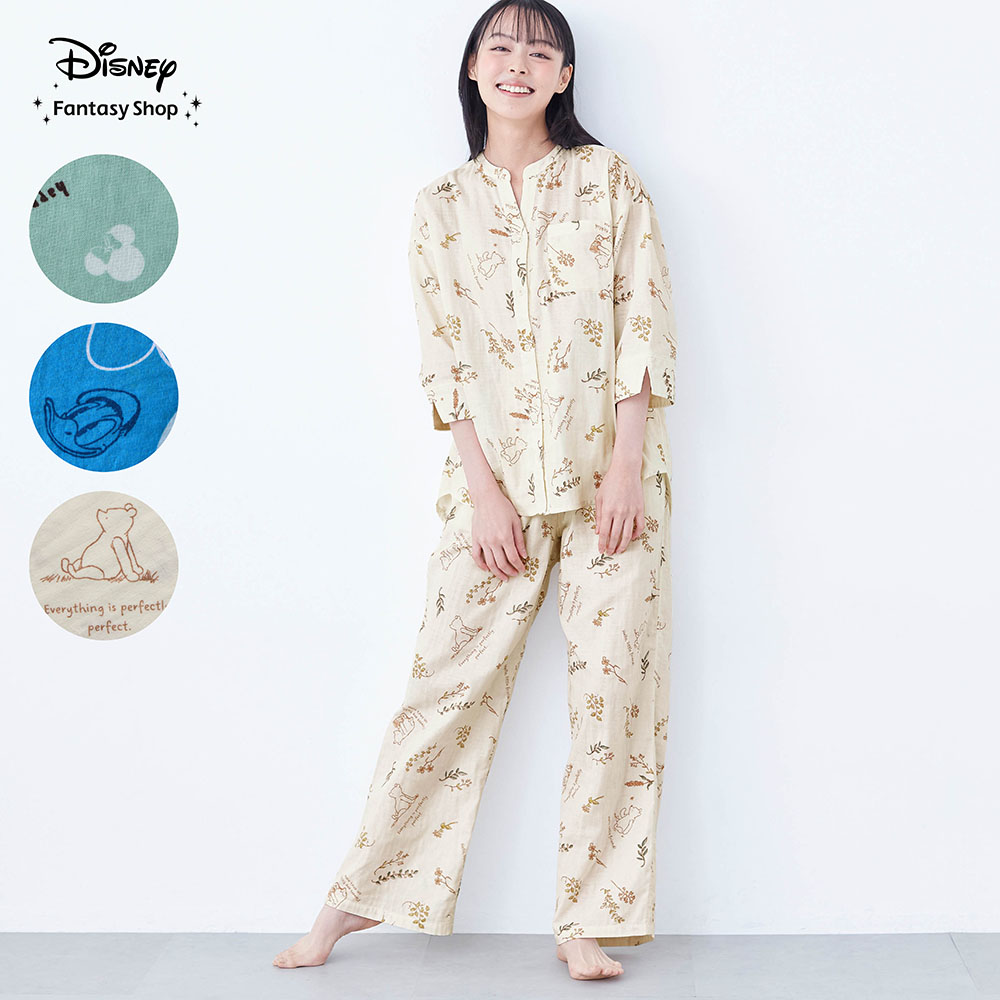 【ディズニー/Disney】【新柄登場】夏の冷え過ぎ対策! ダブルガーゼ7分袖パジャマ(選べるキャラクター)