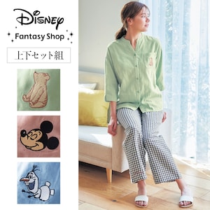 【ディズニー/Disney】ダブルガーゼ7分袖パジャマ(選べるキャラクター)