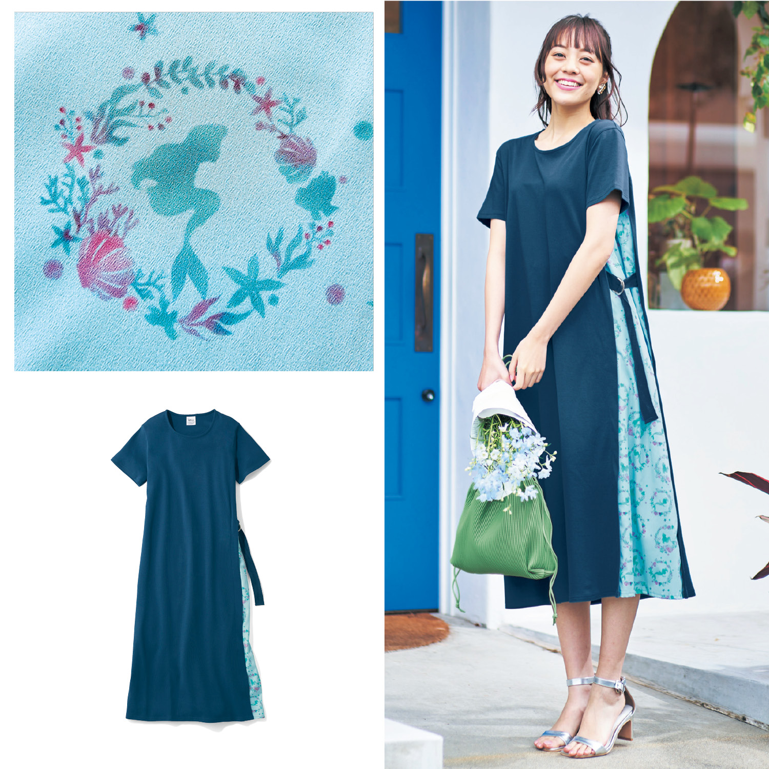 異素材切替ワンピース アリエル ディズニー Disney 通販のベルメゾンネット 異素材切替ワンピース アリエル ディズニー Disney 通販のベルメゾンネット