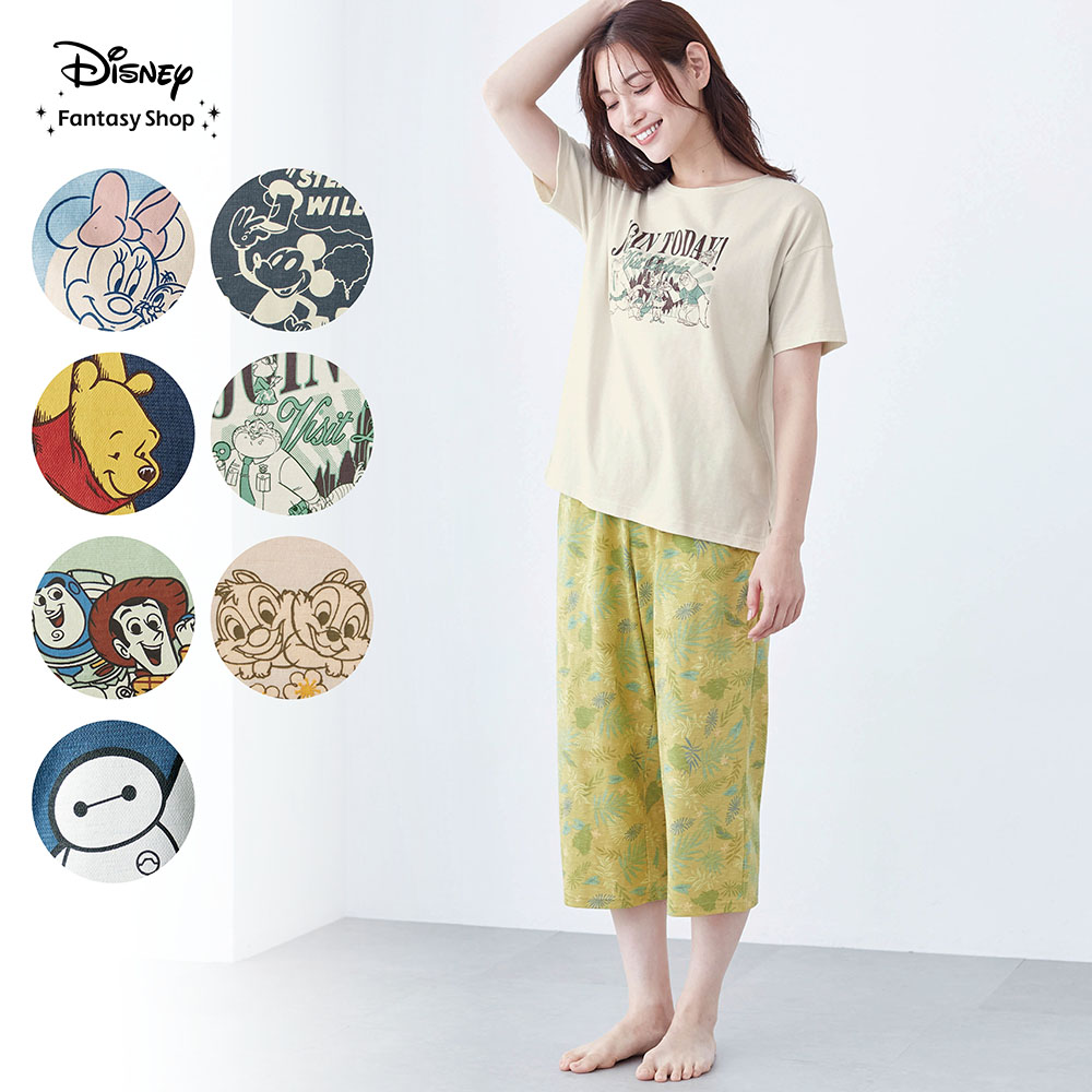 【ディズニー/Disney】【新柄登場】ゆったり動きやすく部屋着にも◎ 家族でリンクレディーススラブ天竺半袖パジャマ(選べるキャラクター)
