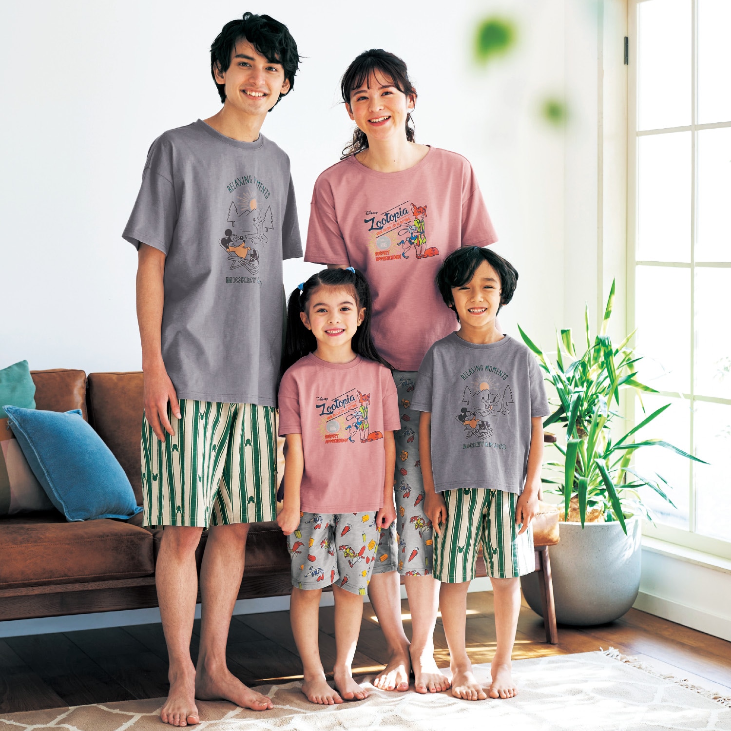 ショップ ベルメゾン スラブ天竺tシャツ ダブルガーゼパンツ半袖パジャマ 柄