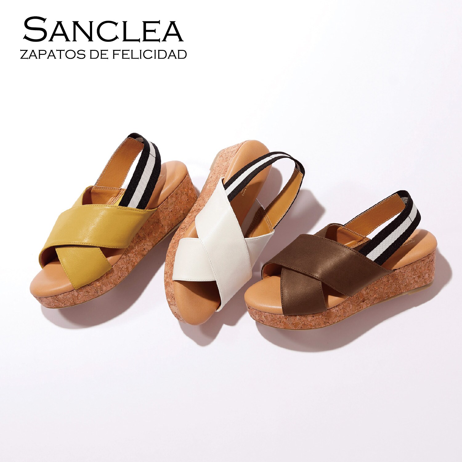 【サンクレア/Sanclea】【3月31日(金)販売終了】 クロスベルトウェッジソールサンダル