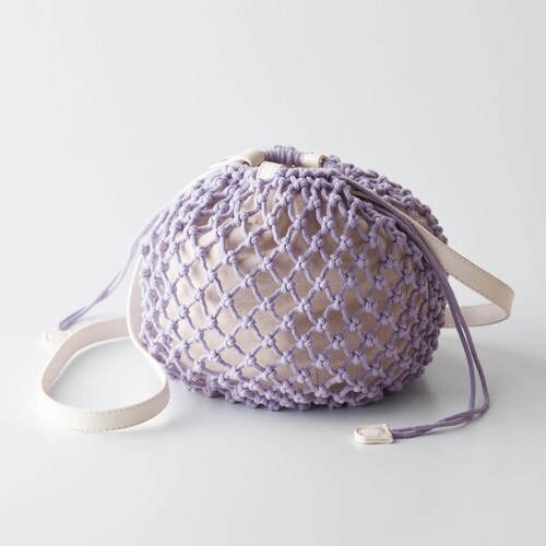 【8月2日 セール追加】 マクラメ編み巾着ショルダーバッグ