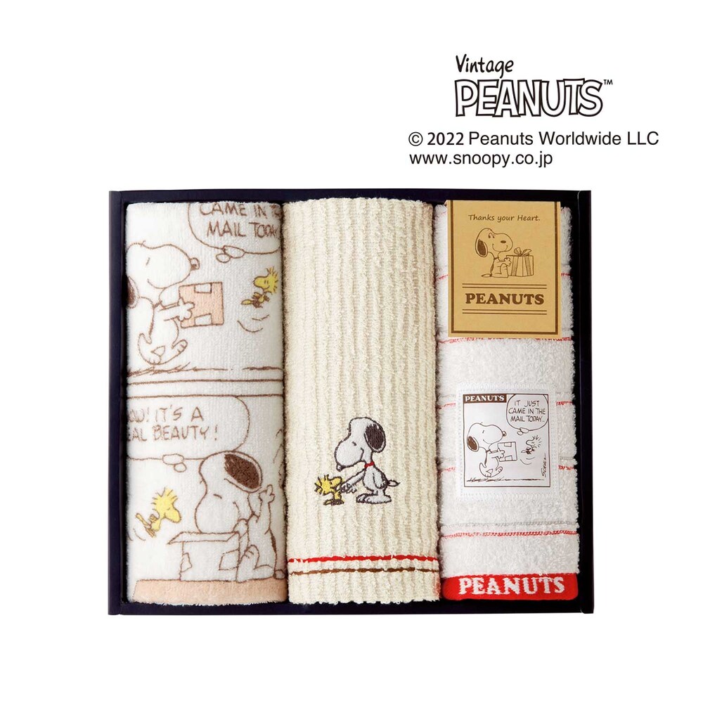 【ピーナッツ/PEANUTS】スヌーピー フェイス・ウォッシュタオル3枚セット