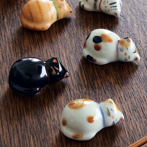 京焼・清水焼 猫の箸置き5匹セット[日本製]