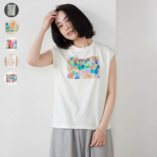 【ヘラルボニーコラボ】綿100％アートフレンチスリーブプリントTシャツ