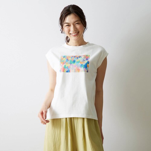 【ヘラルボニーコラボ】綿100％アートフレンチスリーブプリントTシャツ