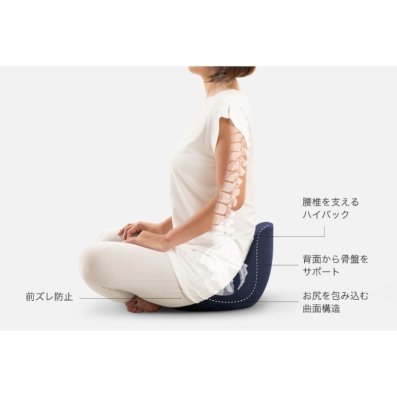 ハイバックタイプは、KURA SEATより背面が約10cm高く、腰部分まで包み込んでサポートします。