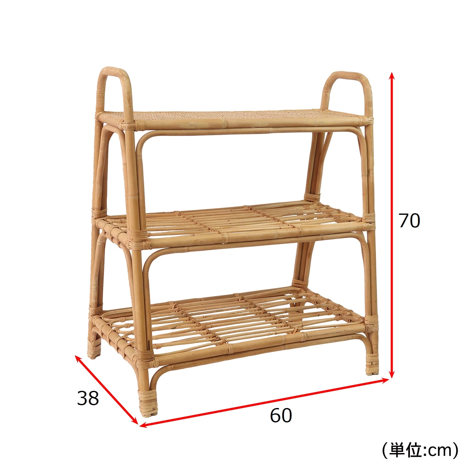 ラタンの3段フリーラック（収納ボックス/バスケット/小物収納）｜通販