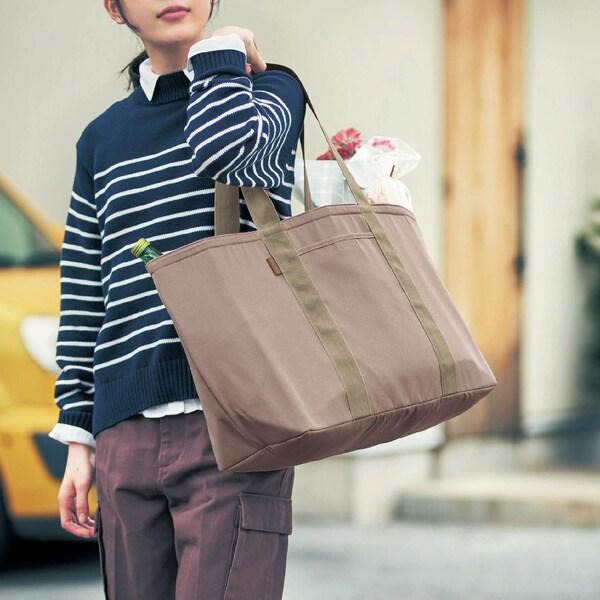 【ベルメゾン】シンプルデザインで自立する大容量お買い物バッグ