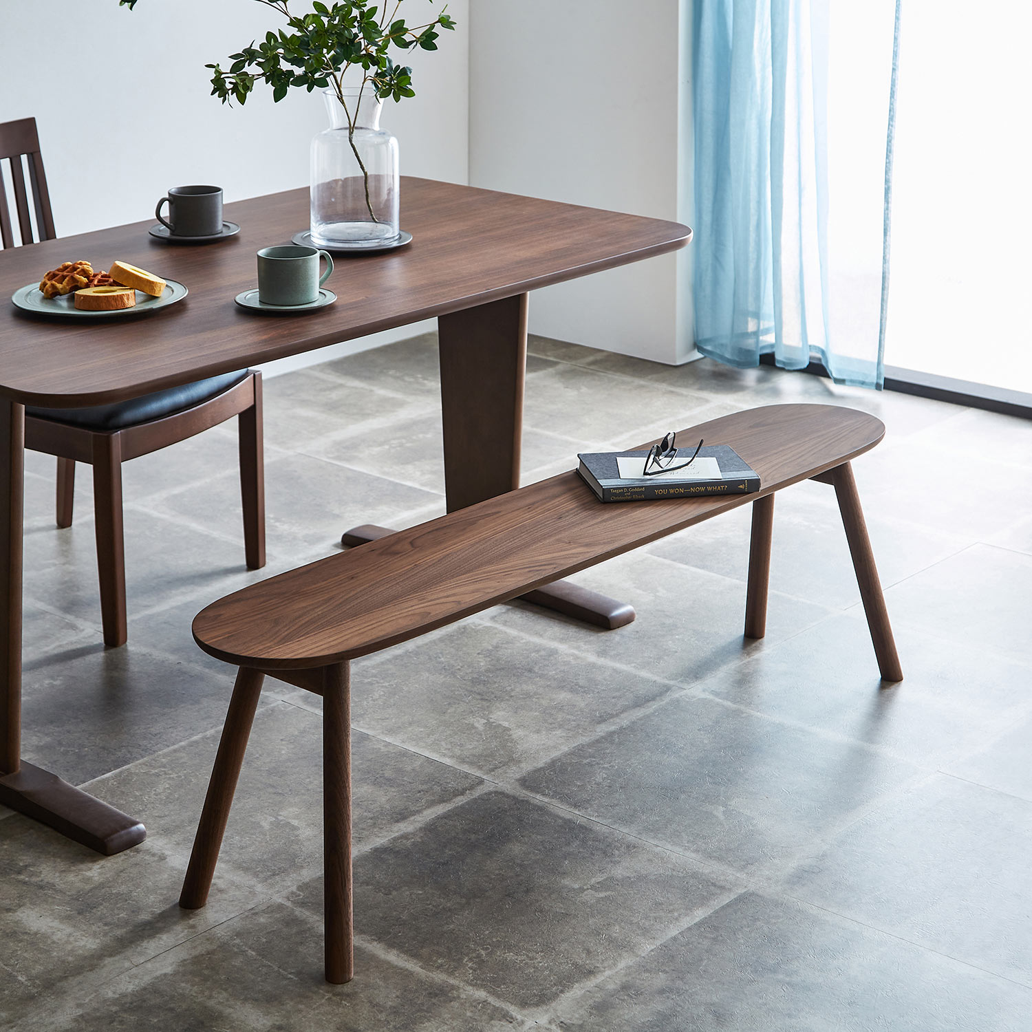 【高野木工/TAKANO MOKKOU】丸みが可愛いウォルナット材のベンチ[日本製]【RUBE】