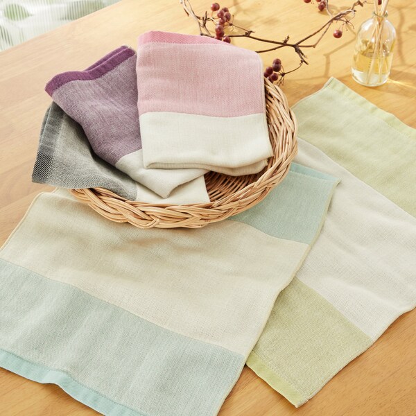 【ベルメゾン】梅炭和紙の4重ガーゼふきん5色セット