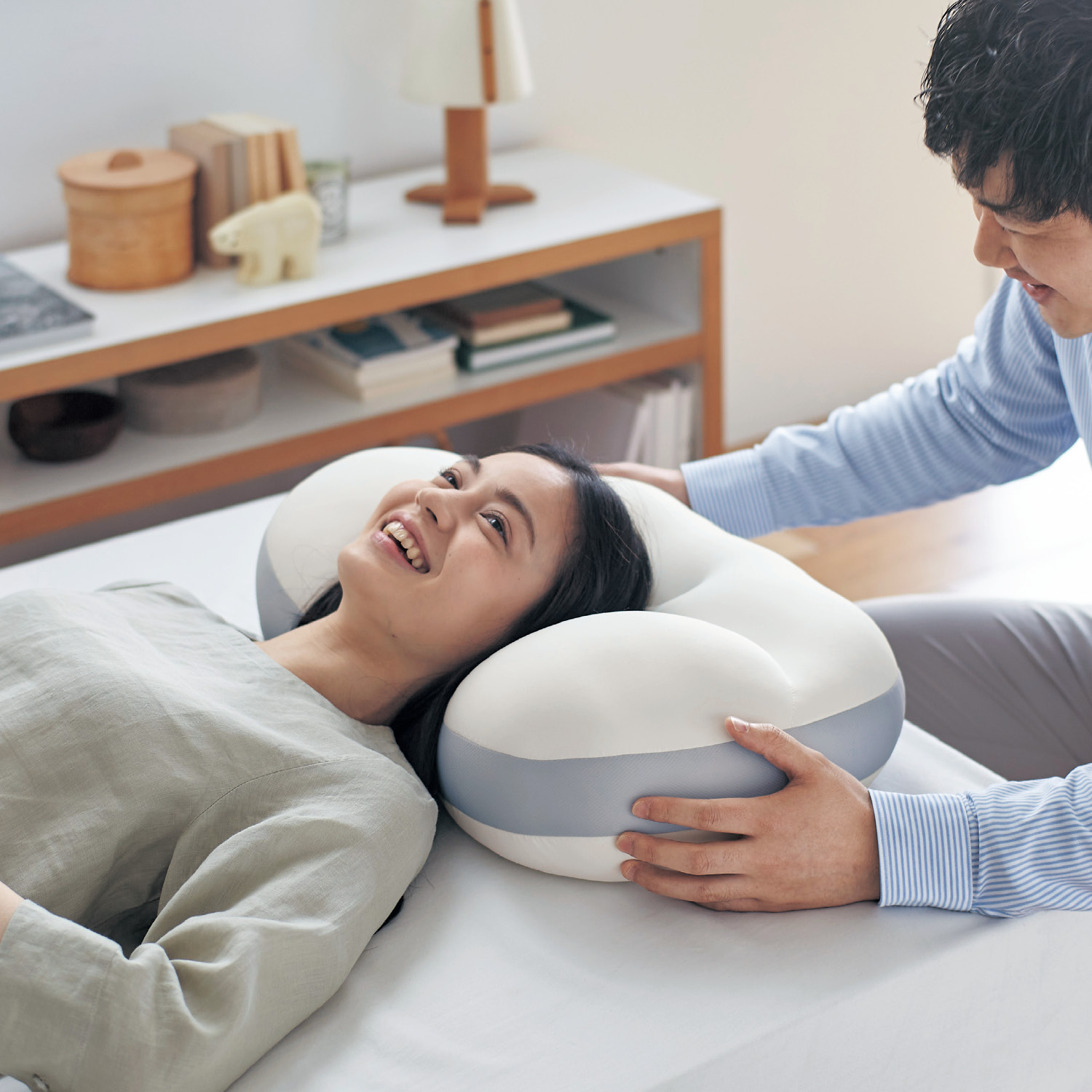 【ベルメゾン】頭と首にフィットするもっちりビーズわた枕・専用カバーセット 【ベルメゾン】頭と首にフィットするもっちりビーズわた枕・専用カバーセット