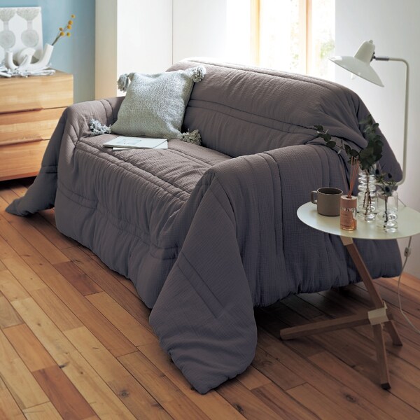 【ベルメゾン】洗いをかけたやわらか綿ガーゼのリバーシブルマルチカバー