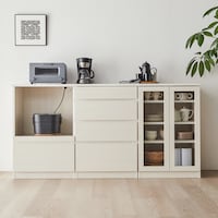 ホワイト／B・家電収納、D・引出し、C・ガラス扉