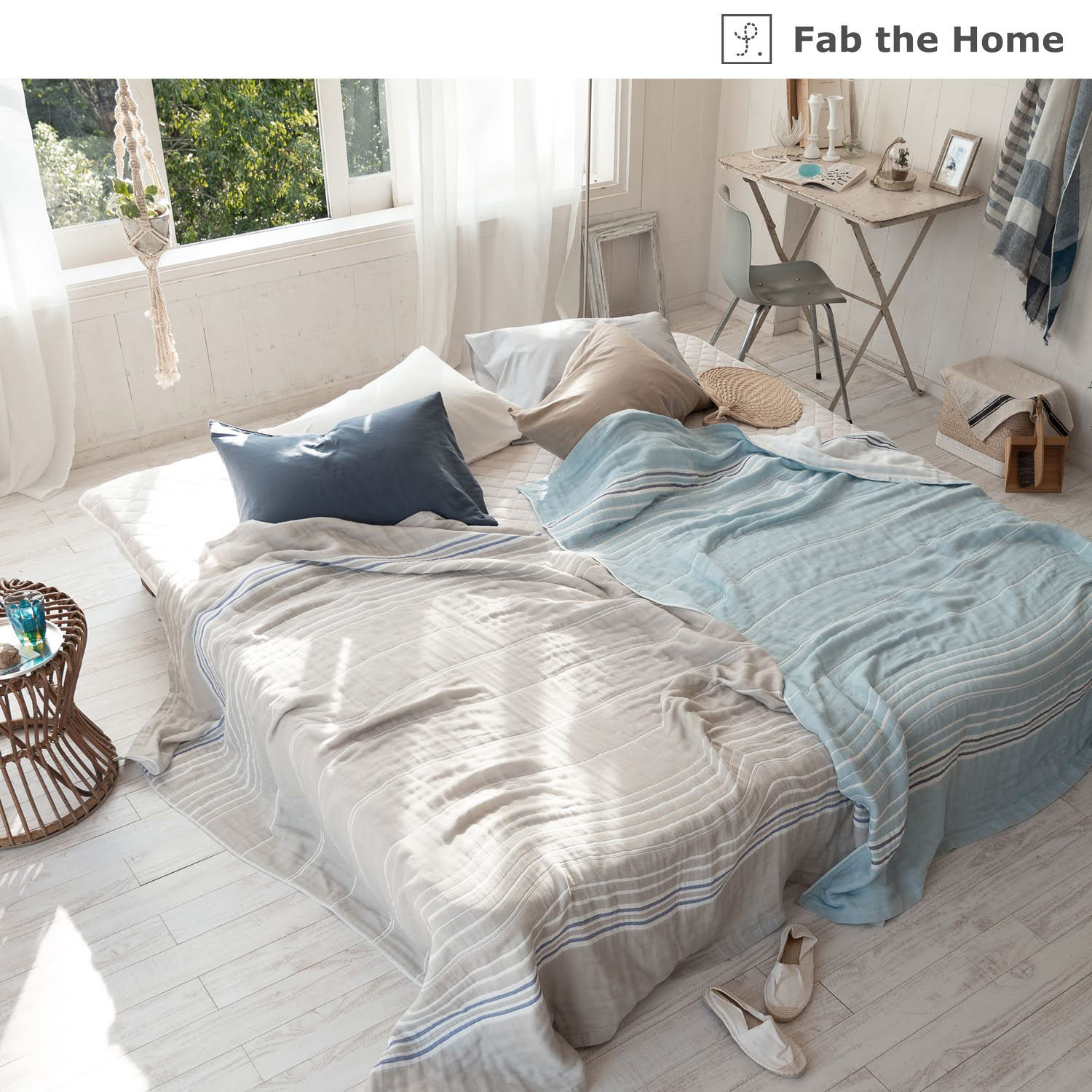 【ファブザホーム/Fab the Home】先染め綿素材を使った6重ガーゼケット