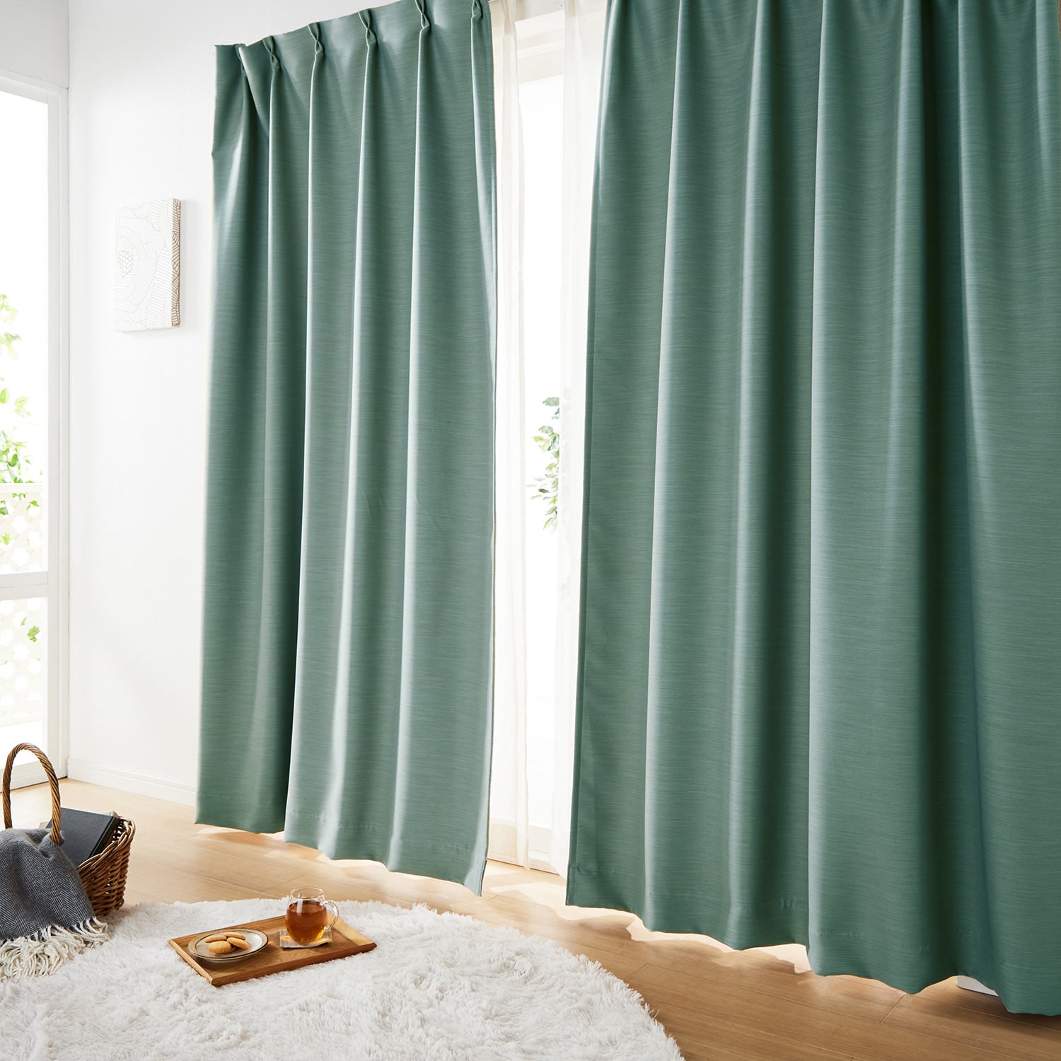 安心直販鮮やかな色彩のリネン１００％のカーテン 日本製 ベルメゾン カーテン
