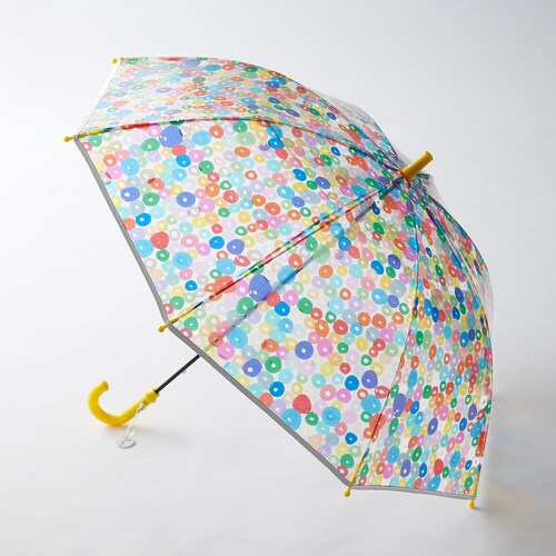 【ヘラルボニーコラボ】鮮やかな光差すキッズ透明傘 【子供傘】 ＜キクノハバシキのみ＞