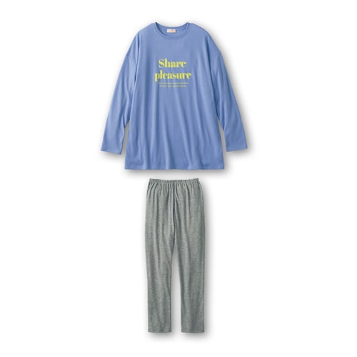 ロゴプリントロング丈Tシャツ＆レギンスパジャマ 【子供パジャマ 長袖】