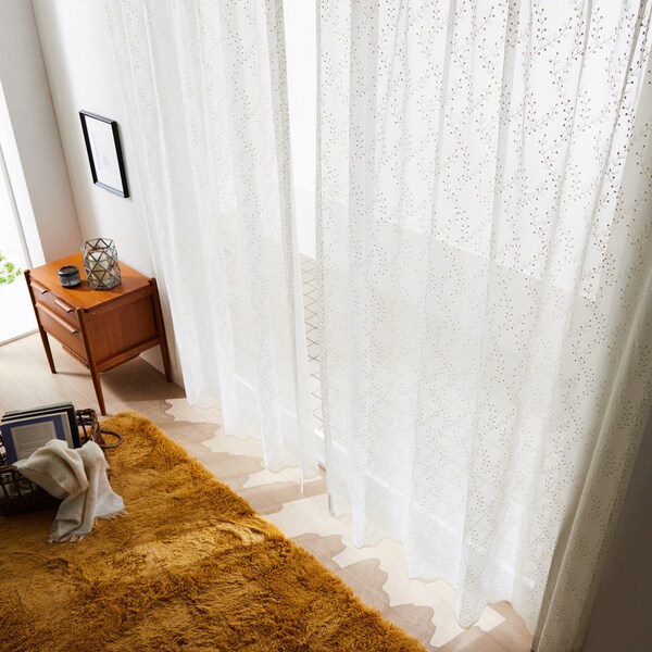 【ベルメゾン】【99サイズ】 ナチュラルテイストのトルコ刺繍レースカーテン