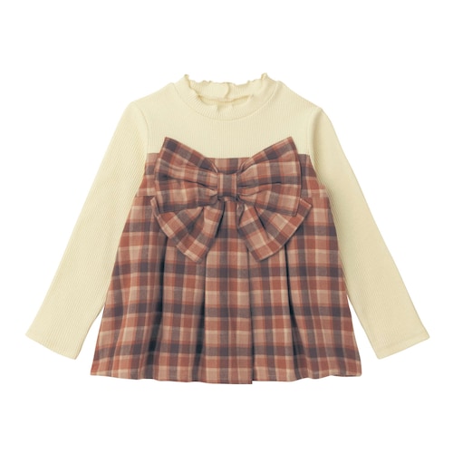 ビエラ起毛チェックリボンプルオーバー 【子供服 長袖】