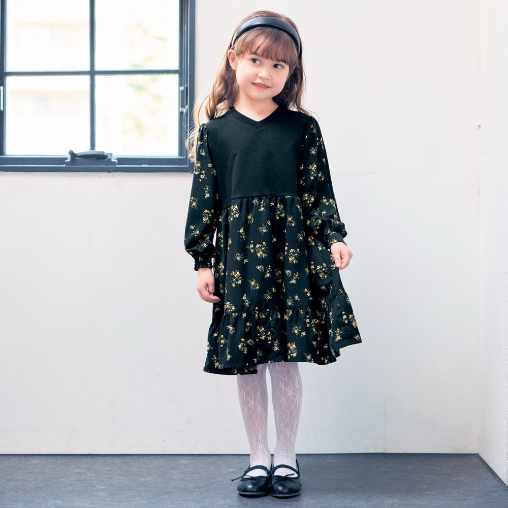 ファミリア花柄子供用ワンピース160 切替え裾フリル花柄ワンピース（子供服 ワンピース/チュニック