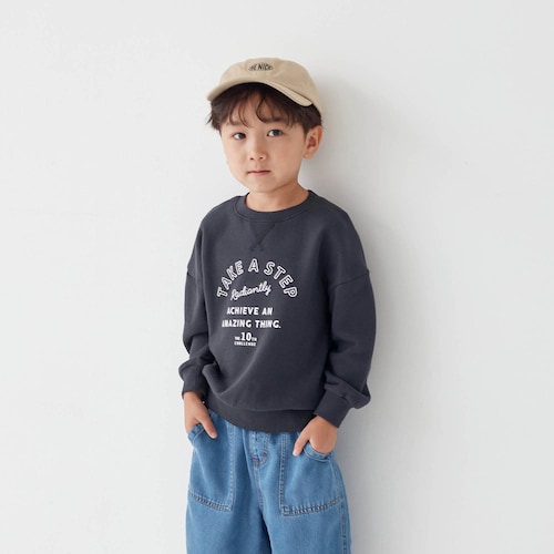 ロゴプリントニュアンスカラー裏毛スウェットシャツ 【子供服 長袖】