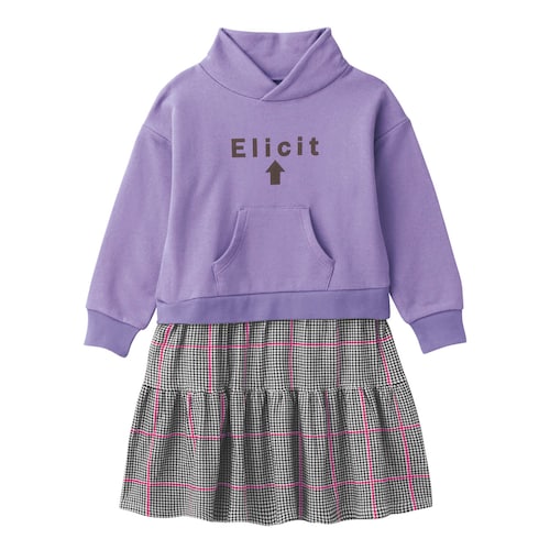 フード風襟ドッキングワンピース 【子供服 長袖】