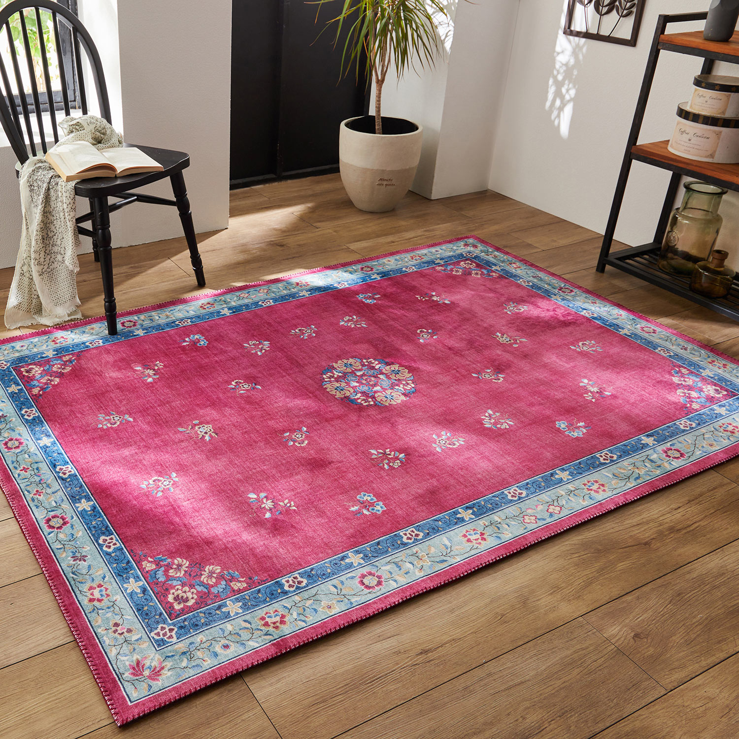 【ベルメゾン】レトロ風プリントのふわふわラグ 【ベルメゾン】レトロ風プリントのふわふわラグ