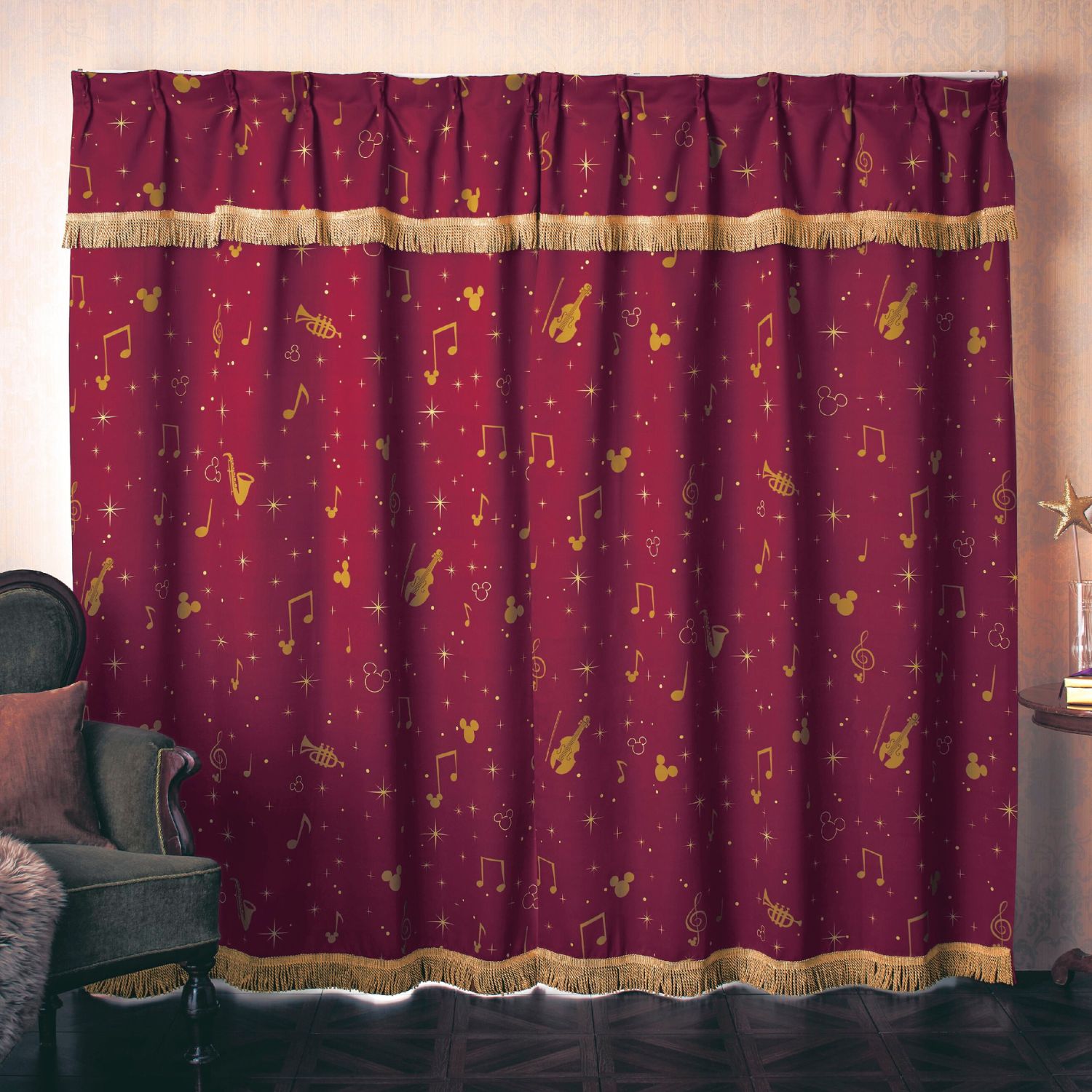 緞帳のような遮光・遮熱カーテン「ミッキーモチーフ」 <2枚組>(ディズニー/Disney) 緞帳のような遮光・遮熱カーテン「ミッキーモチーフ」 <2枚組>(ディズニー/Disney)