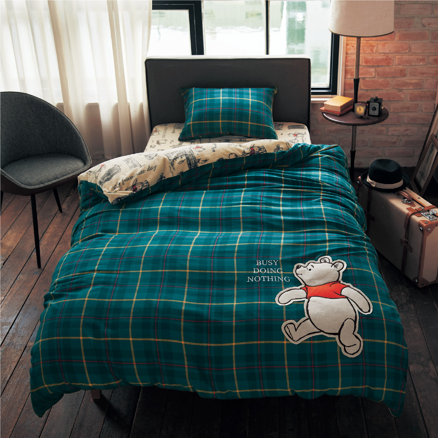 先染めチェックとマイクロファイバーの布団カバーセット 3点 くまのプーさん ディズニー Disney 通販のベルメゾンネット 先染めチェックとマイクロファイバーの布団カバーセット 3点 くまのプーさん ディズニー Disney 通販のベルメゾンネット