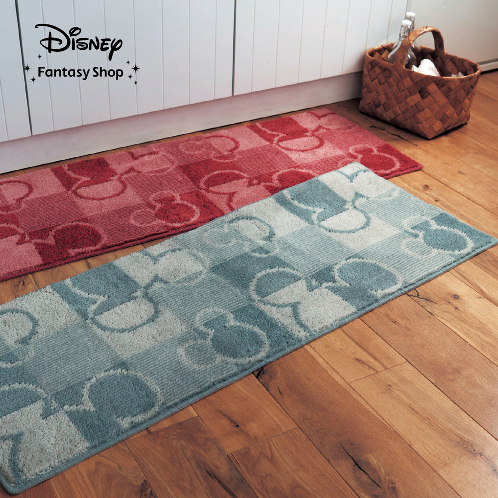 【ディズニー/Disney】抗菌防臭加工のブロックデザインキッチンマット「ミッキーモチーフ」