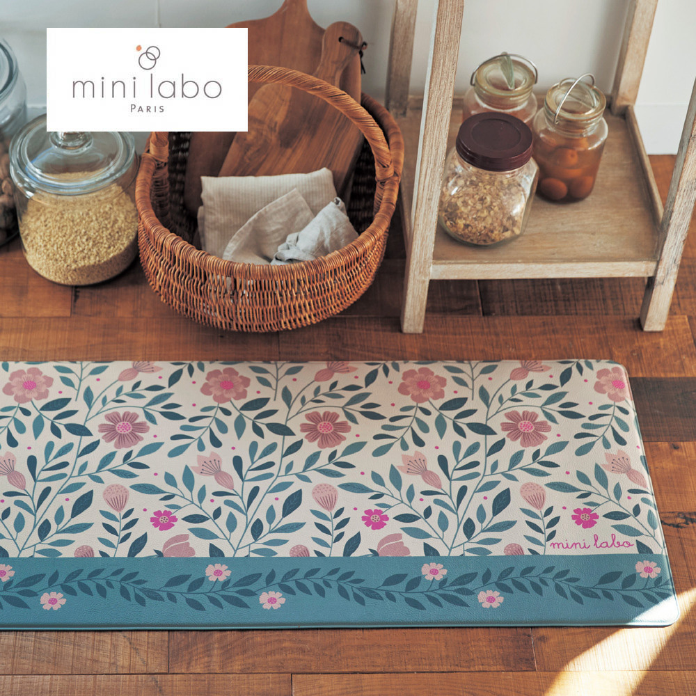 【ミニラボ/mini labo】もっちりした踏み心地の拭けるキッチンマット/英国ののどかな庭 「ミニラボ」