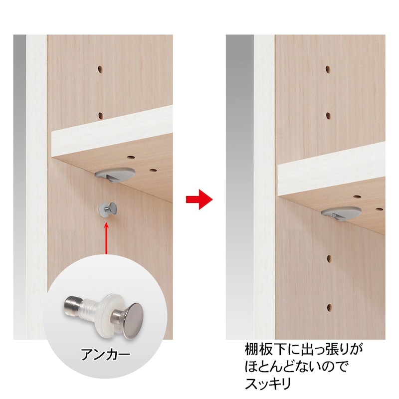 付属棚板は全てイージーロック棚板/ホワイトウッド