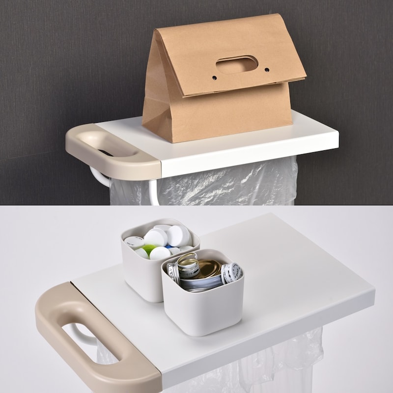 天板に物を置いたままでもごみを捨てられます