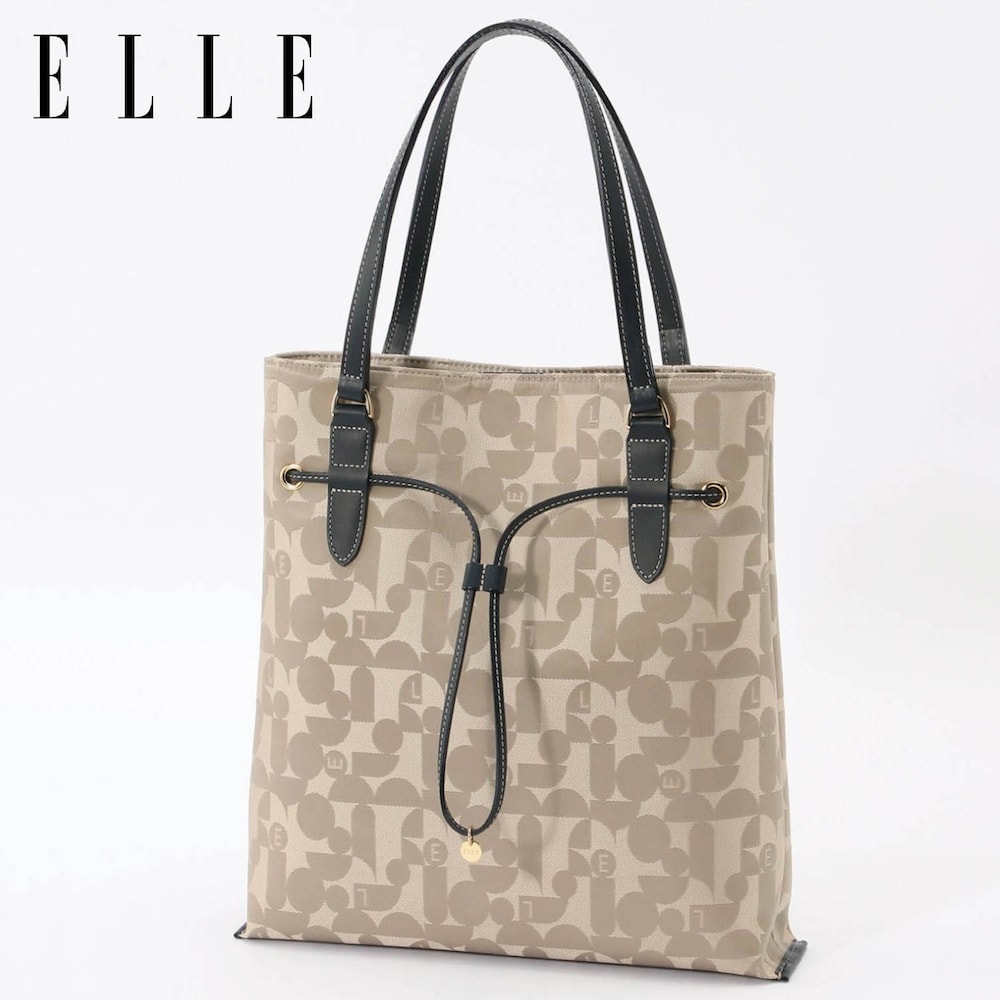 【エル/ELLE】ジャカード縦型トートバッグ【A4対応】