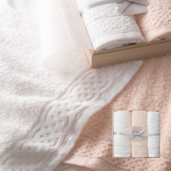 【ベルメゾン】【在庫限りのお買得】 桐箱入り 今治フェイス・ハンドタオル3枚セット