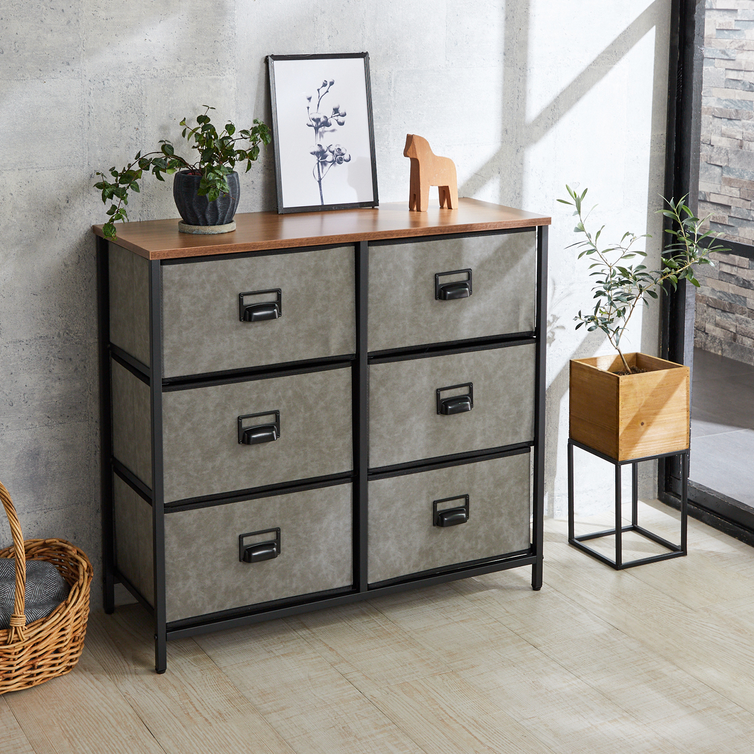 【ベルメゾン】石目調のファブリックチェスト