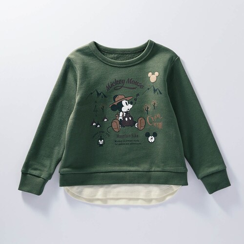 【12月6日までタイムセール】 名札ココ裾レイヤードスウェットシャツ「ミッキーマウス」