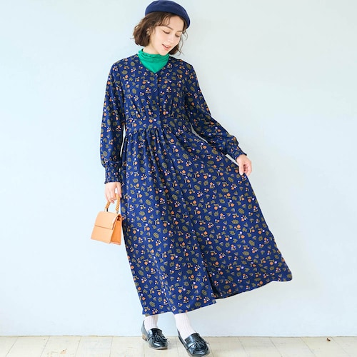 しわになりにくいロングブラウスワンピース／ほおずき 「ミニラボ」