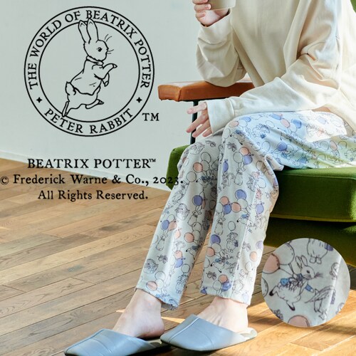 ピーターラビットTMタック入り綿混ルームパンツ