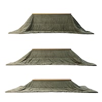 専用のこたつ布団(約240×320cm)セット時/幅150cm※それぞれの高さで使用した時のイメージ
