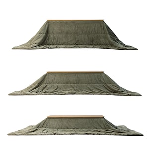 専用のこたつ布団(約240×320cm)セット時/幅150cm※それぞれの高さで使用した時のイメージ