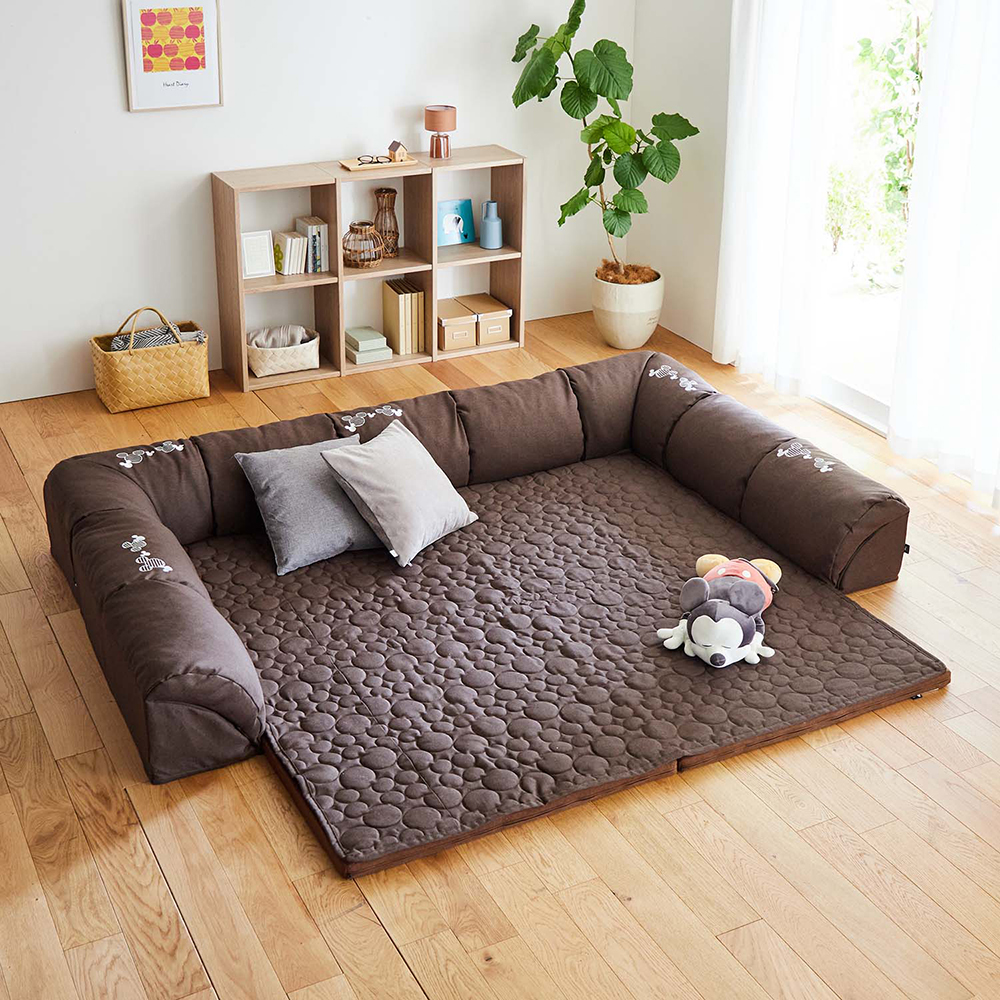 ラグが洗えるダブルコーナーローソファーセット「ミッキーモチーフ」(グータラグ/Guutarug) ラグが洗えるダブルコーナーローソファーセット「ミッキーモチーフ」(グータラグ/Guutarug)