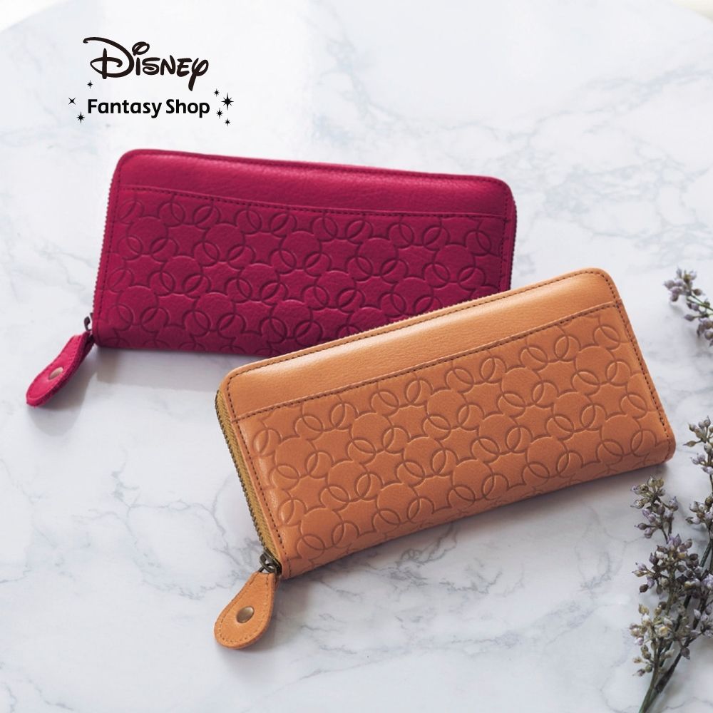 【ディズニー/Disney】本革型押し長財布[日本製]「ミッキーモチーフ」