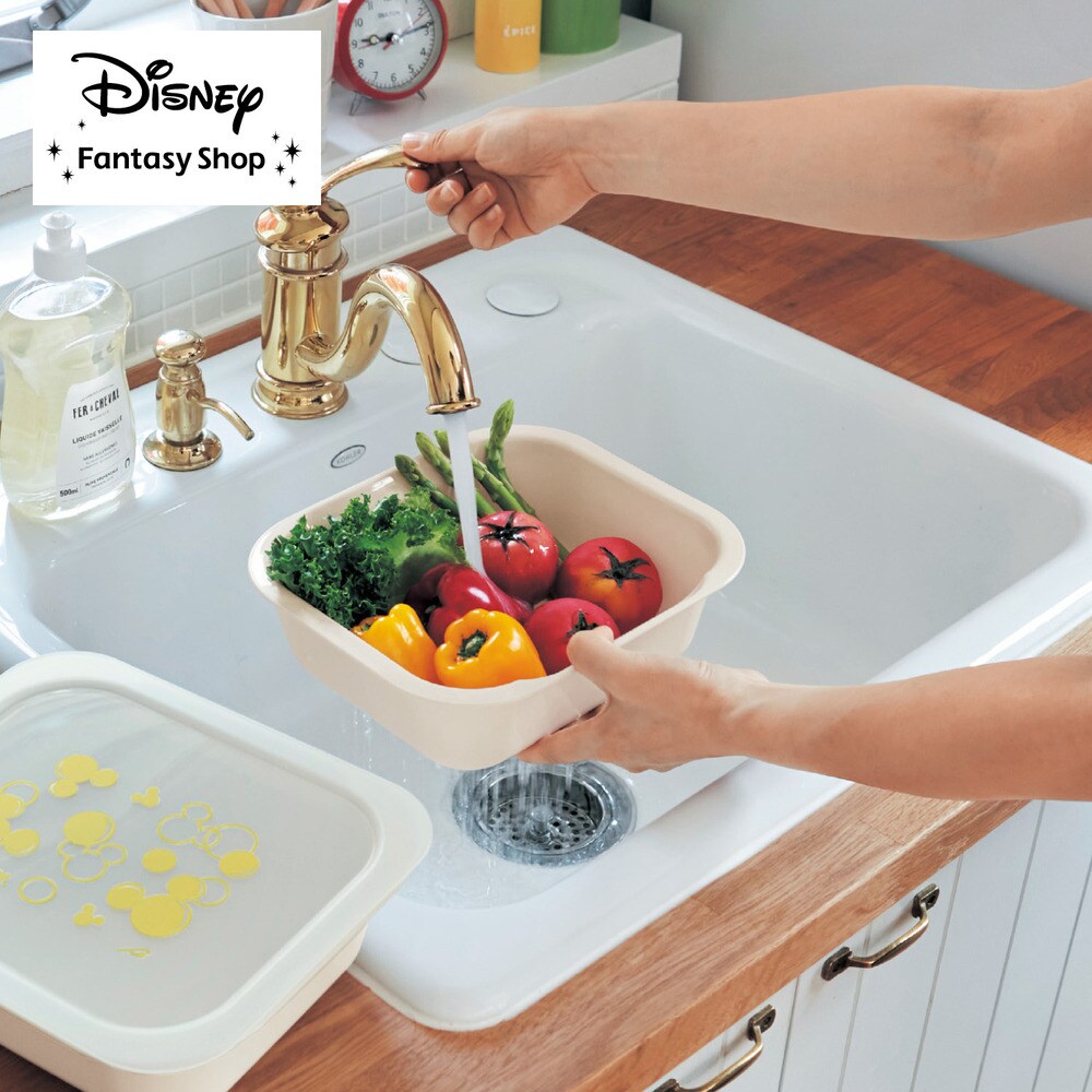 【ディズニー/Disney】蒸し器にもなるザル付き保存容器「ミッキーモチーフ」