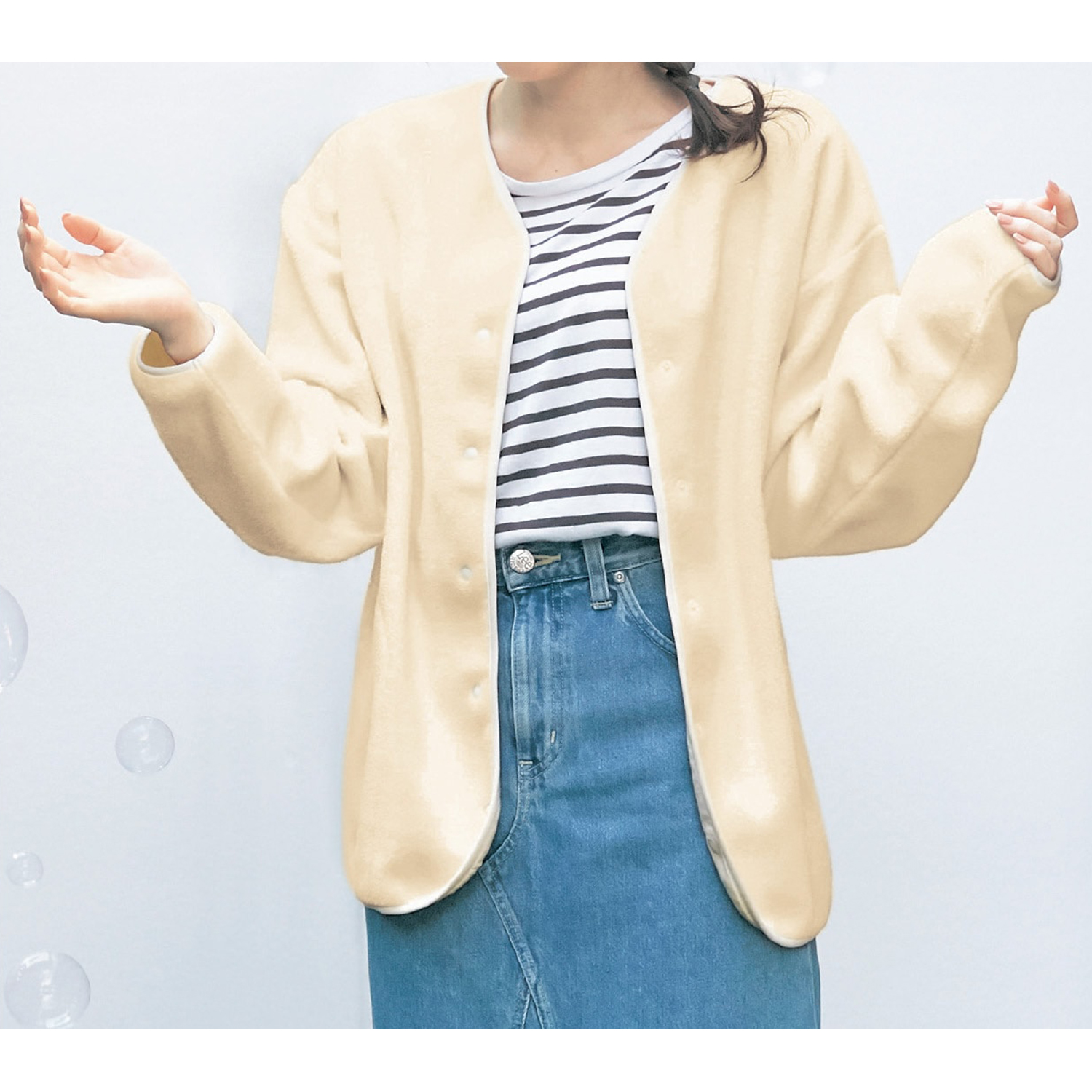 【ジータ/GITA】家族でリンク裏側綿素材のレディースフリースジャケット